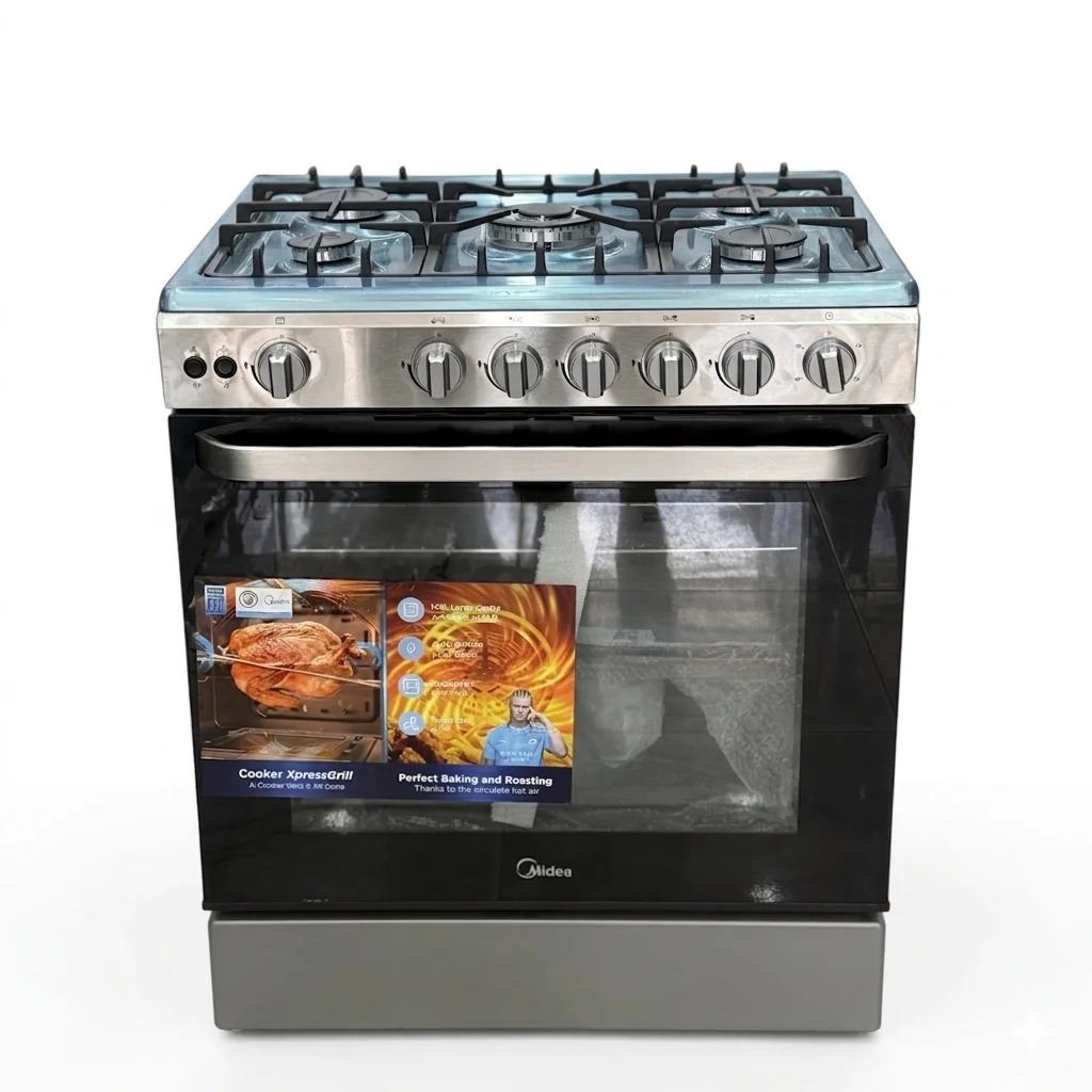 CUISINIERE 5 FEUX 90CM INOX MIDEA